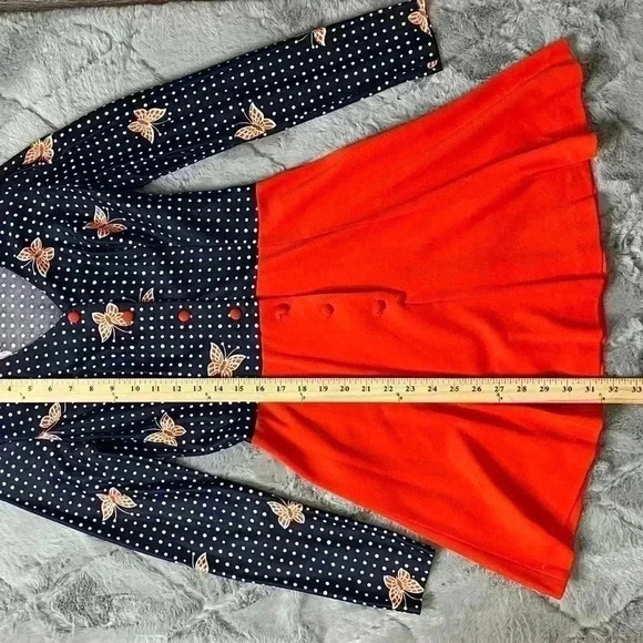 Vintage 70s Young Innocent by Arpeja Dress Butterfly Print Size 9 - Picture 10 of 14